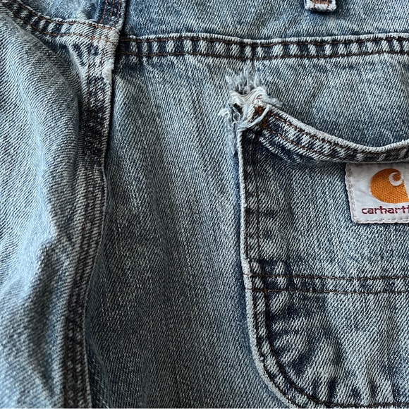 Carhartt Vintage 90s Carpenter Light Wash Wide Leg Baggy Distressed Jeans Size 6 - Picture 6 of 6